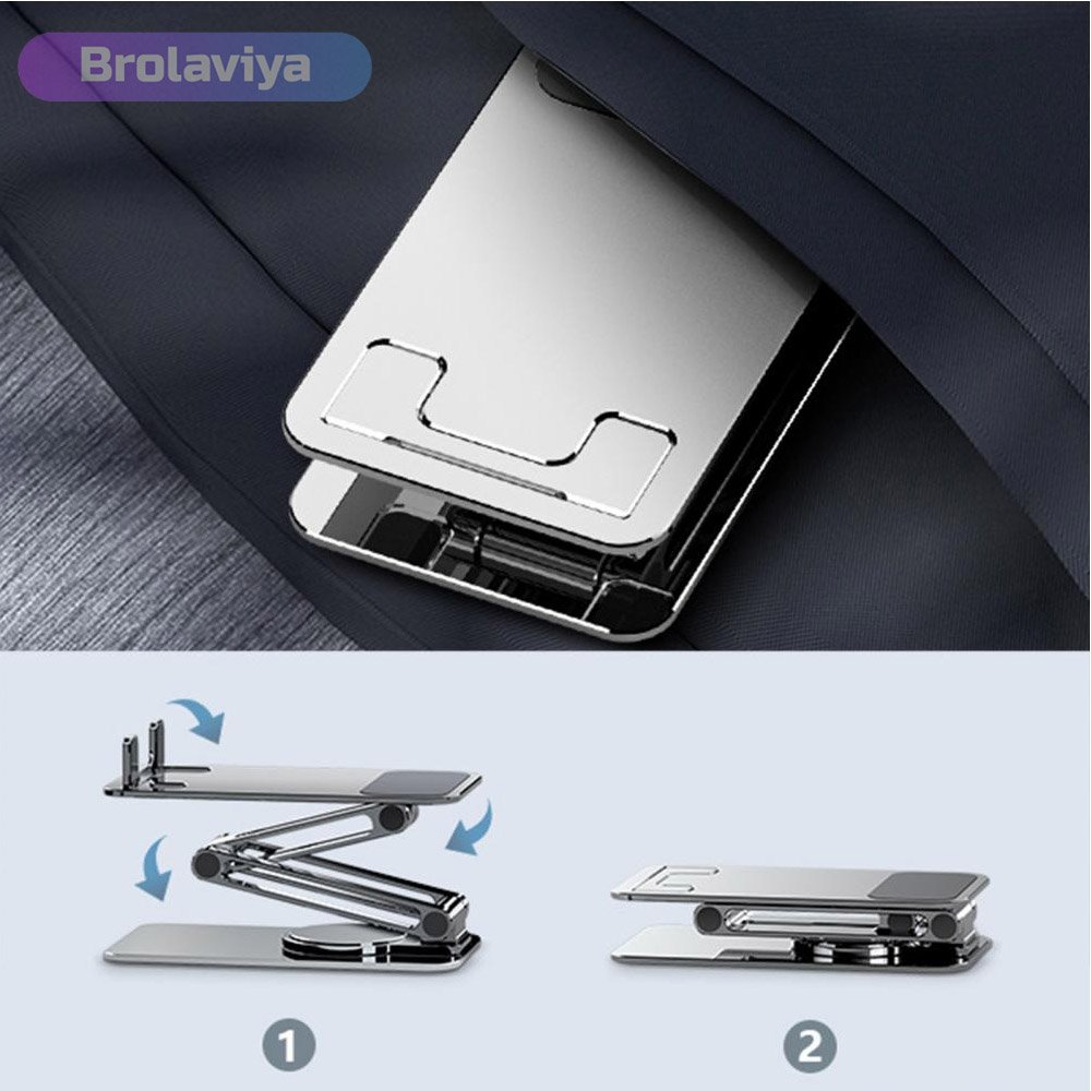 BROLAVIYA® Aluminum Metal Laptop Stand, Adjustable Height with 360 Degree  Rotating Base, Riser for Desk, Foldable / Portable Stand, Fits for All  10-17″ Inch Laptops and Tablet, Silver - BROLAVIYA® - Iceberg Makers