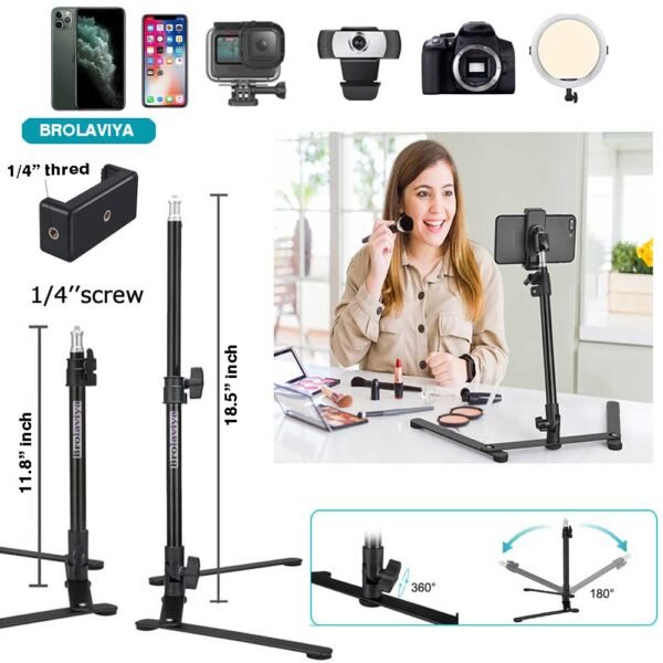 BROLAVIYA® Overhead Video Mobile Metal Desktop Stand with 1/4