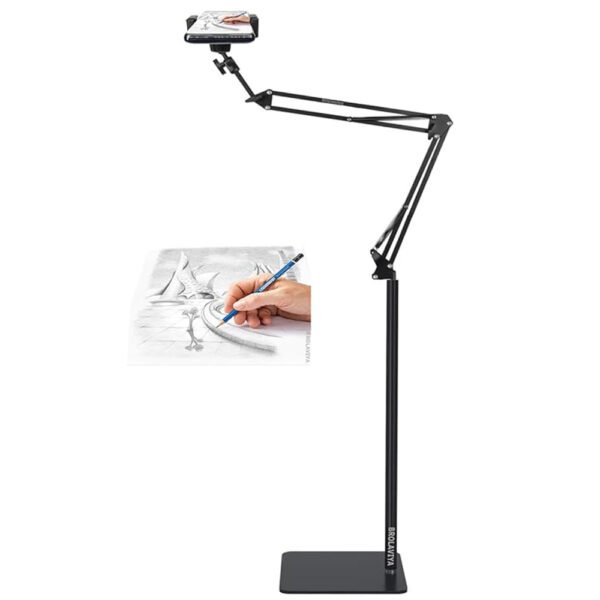 BROLAVIYA® Long arm Tripod Floor Mobile Stand for 4'-7' inch, for Mobile Cell Phones, for Overhead Video, Watching Movies, Online Class Learning, Cooking, Podcast, reels