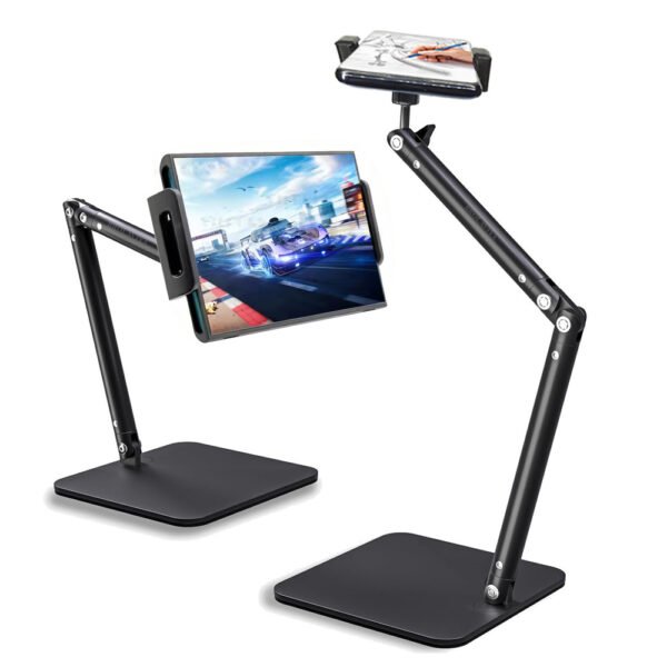 BROLAVIYA® Desk Mount Adjustable Multi Angle Long Arm Stand for Phone and Tablets 4-11 Inch, for Live Streaming, Online Learning, Overhead Drawing