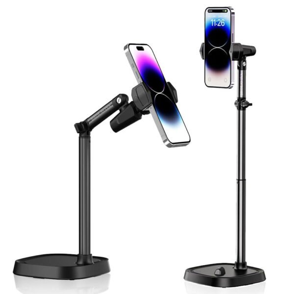 BROLAVIYA® Overhead Extendable Selfie Desktop Stand with Phone Holder, 360° Rotation, for 4-7" Mobile Phone, for Live Streaming, YouTube, Video, Photography