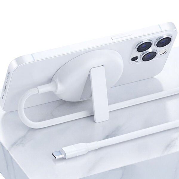 BROLAVIYA® 15W Wireless Charger with Pop-Up Stand for iPhone 17/16/15/13/12/11 Series, Qi-Certified, Type C Cable, White