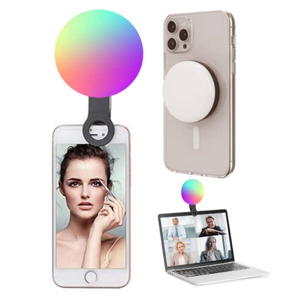 BROLAVIYA® Magnetic RGB Video Rechargeable Light Pocket LED Fill Light 2500K-7000K Dimmable, RGB Lighting Effects for Travel, Photography, Computer Tablet Mobile Phone DSLR Camera