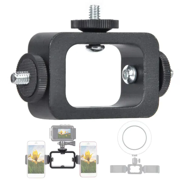 BROLAVIYA® 3 in 1 Holder Head Mount Metal Bracket with 1/4 Adapter Holder for Live Broadcast Selfie Camera Phones Compatible with Tripod, Monopod, Boom Arm or Selfie Stick