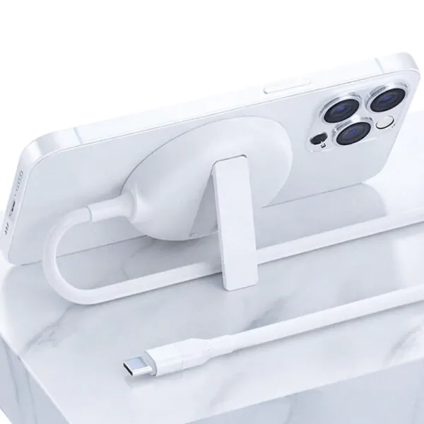 BROLAVIYA® 15W Wireless Charger with Pop-Up Stand for iPhone 17/16/15/13/12/11 Series, Qi-Certified, Type C Cable, White